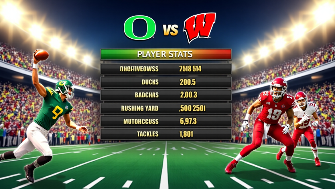 Oregon Ducks Football vs Wisconsin Badgers Football Match Player Stats